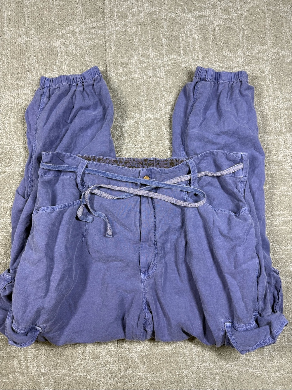 Sundance Linen Cotton Boho Cargo Jogger Baggy Pant Women Size 10